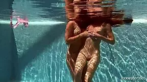 Stefanie Moon And Vyvan Hill Underwater Lesbian Pool Fun