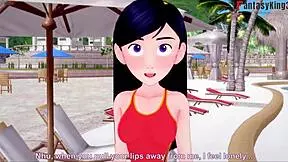 violet parr in bikini gives footjob and blowjob pov, watch the full version on teenixxx.com