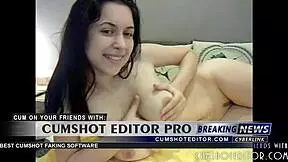 Busty Camgirl Rips Clothes for Striptease Undressing