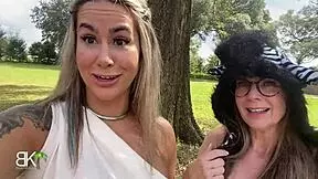 Curvy couple in cornfield chaos