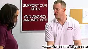 Dillion Harper In Classroom Uniform With Firm Tits And Tan Lines.