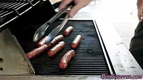 pussy eaten by old man, stepdaughter gives blowjob and facial.