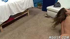 Blondie with small tits gets sloppy blowjob massage