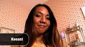 keeani gives a slutty footjob with socks