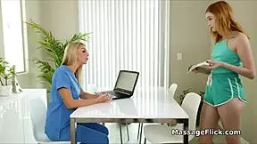 scissoring massage with hot oily client