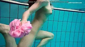 Petite brunette teen Liza Bubarek bathes as underwater mermaid
