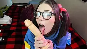 Today In Glasses I Swallow A Dildo And Masturbate On Webcam