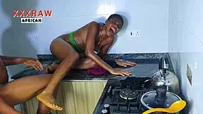 Horny 19-year-old student stepsister in the kitchen