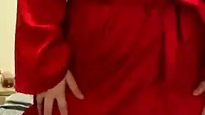 brunette girl in red lingerie masturbates in a reality setting