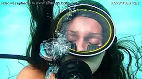 Damn! Underwater Self-Sex with Purple Dildo by Nora Shmandora!