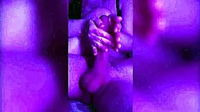 Stepsister figures out how to jerk my huge cock in a close-up leg play session.