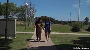 Petite Spanish Slave Bound In Public Bondage Domination Exhibition