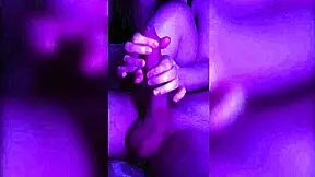 Stepsister figures out how to jerk my huge cock in a close-up leg play session.