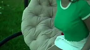 Stepsister gets excited on the swing with buttplug and anal play