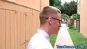 teen redhead masturbates hard then gets creampied in hd hardcore scene