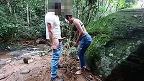 Slutty girl at waterfall sucking and taking anal. Want to see?