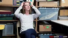 redhead teen caught sucking cop's cock in the shop