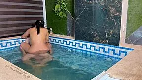 We're alone at home with my cousin, so we banged hard by the pool, wanna see?