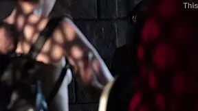 two women in cosplay enjoy water sex with big tits and pussy fucking