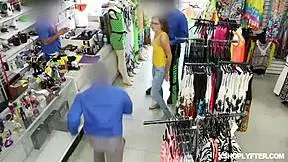 Does the LP officer finger Ashley's cooch while sucking her nipples, making her moan loudly?