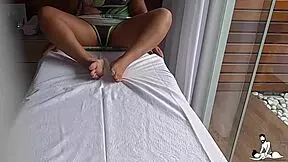 Latina Novinha Masturbates Her Beautiful Pussy And Tits On Therapist's Table During Tantric Massage