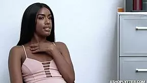 Does the LP officer finger Ashley's cooch while sucking her nipples, making her moan loudly?