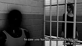 A naked and sexually active 18-year old girl pleasures herself and throatf**ks in prison strapping