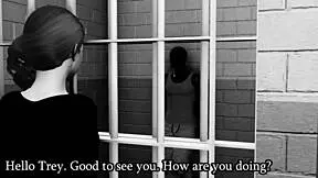 A naked and sexually active 18-year old girl pleasures herself and throatf**ks in prison strapping