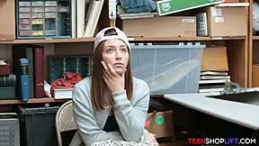 security guard catches tiny 18+ teen 18+ stealing from the store