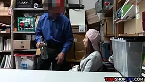 security guard catches tiny 18+ teen 18+ stealing from the store