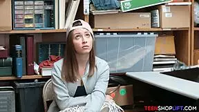 security guard catches tiny 18+ teen 18+ stealing from the store