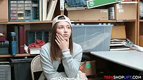 security guard catches tiny 18+ teen 18+ stealing from the store