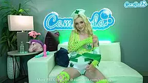 Blonde Teen Cosplays As Nurse And Plays With Toys