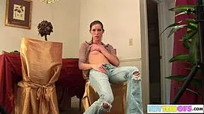 brookeskye in jeans fingers her pussy solo