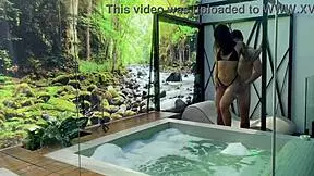 Horny Latina in Hydro Massage, Shaved and Bent Over