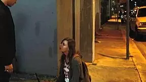 Bimbo Alex Blake sucks big dick in alleyway. Then she rides hard