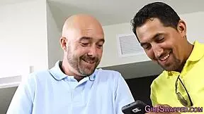 hey, blindfolded teens, who’s bending over for that big cock?