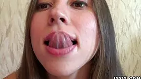 Ananta shakti uses tongue on dildo