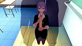 female teacher gets energy boost from riding in 3d hentai, reaches orgasm!