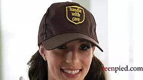 i'm a teen delivery girl, needin' pie payment from my bfs stepbro, it's cheatin' but so hot