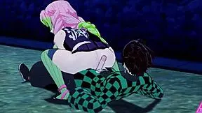 tanjiro and mitsuri in uncensored hentai with steamy blowjob action