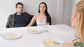 Stud rams Jade Amber's tight pussy from behind.