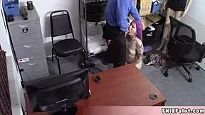 Cute purple haired shoplifter rebel teen punished with rough doggystyle fucking