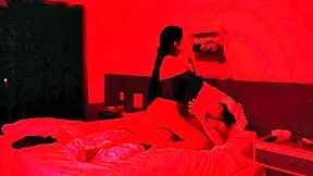 Teen gives blowjob during horror movie