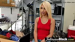 slutty teen loves sucking black cocks at office