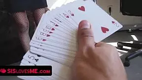 Stepsister's magic card trick leads to anal sex with stepbro in amateur teen 18+ scene.