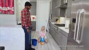 teen cleaner slammed by owner’s massive black cock in raw reality