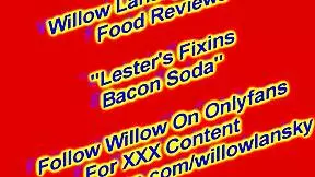 hey, check out willow lanskys topless while reviewing bacon soda!