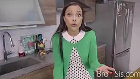 Busty latina stepsister lets stepbrother doggystyle her bent over 😍