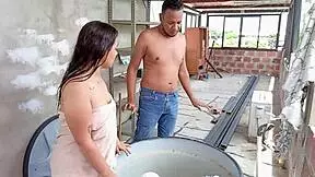 que rica cogida con mi hermanastra en la terraza después de ducha